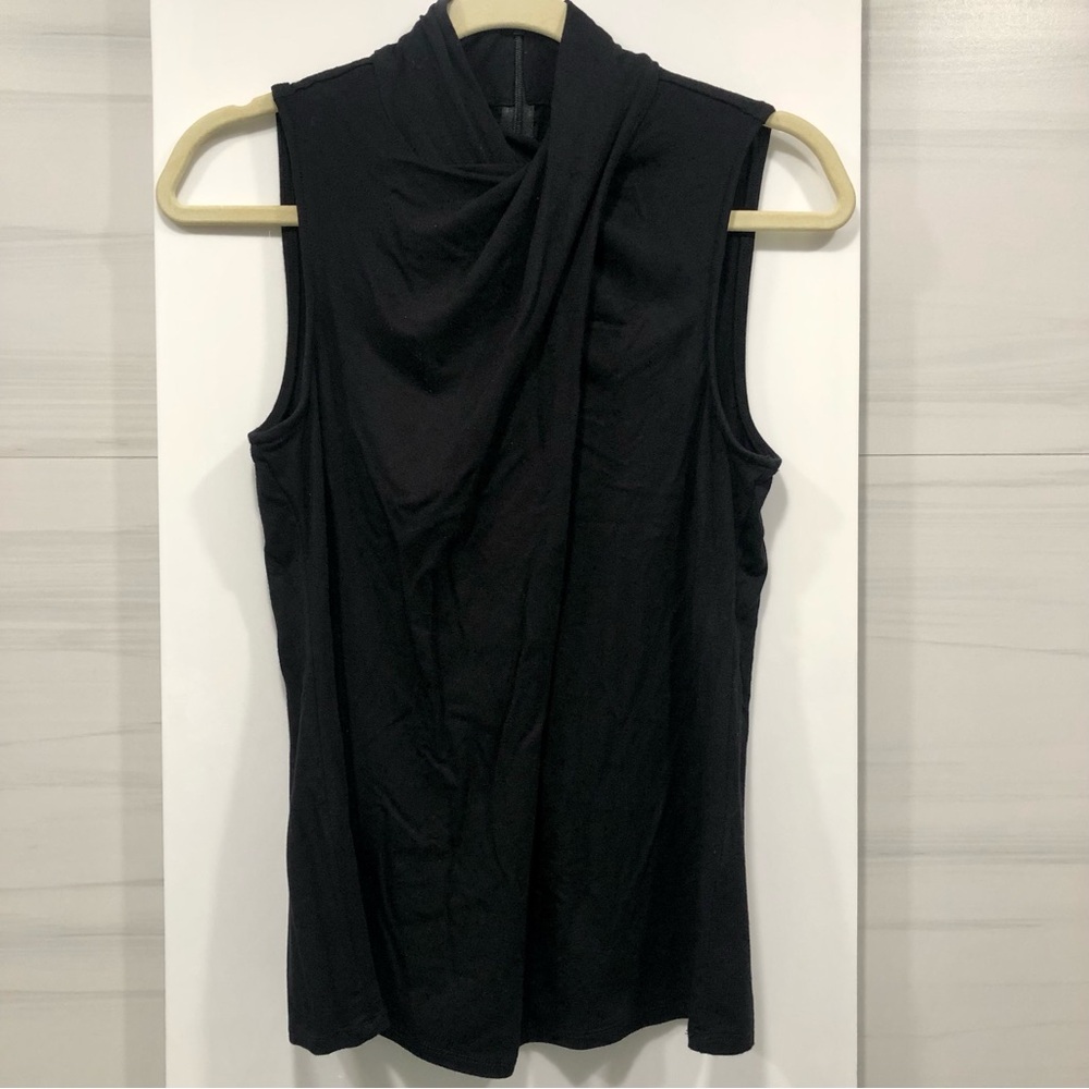 Elie Tahari Sleeveless Black Draped Neck Women's Top